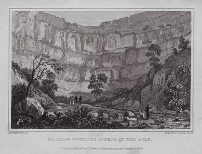 Malham Cove, die Quelle des Aire von Nathaniel (after) Whittock