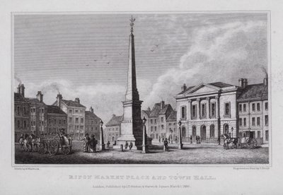 Marktplatz und Rathaus von Ripon von Nathaniel (after) Whittock
