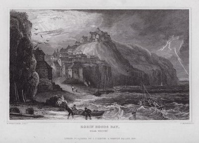 Robin Hoods Bay, in der Nähe von Whitby (Gravur) von Nathaniel (after) Whittock