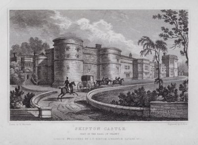 Skipton Castle, Sitz des Earl of Thanet von Nathaniel (after) Whittock