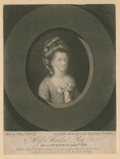 Martha Ray, Sängerin, die von James Hackman, einem Soldaten, am 7. April 1779 ermordet wurde (Gravur) von Nathaniel Dance