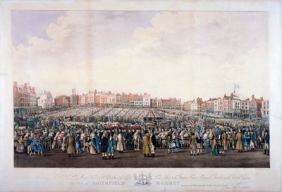 Smithfield Market, West Smithfield, City of London, ca. 1825 von Nathaniel Whittock