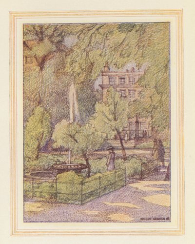 Im Tempelgarten, Fountain Court von Nelson Dawson