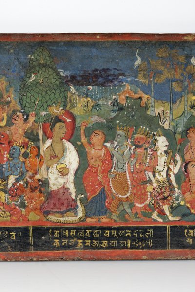 (Detail) von einem buddhistischen Manuskriptcover von Nepalese School