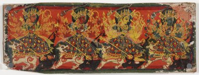 Ein Manuskriptdeckel, der Devi als die Acht Mütter darstellt von Nepalese School