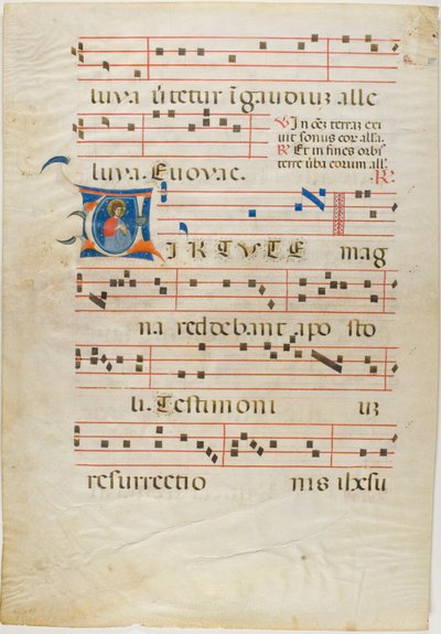 Märtyrerheiliger in einem historisierten Initial "V" aus einem Antiphonar von Neri da Rimini