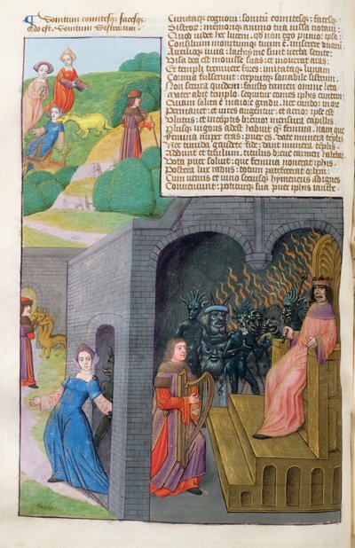 Orpheus und Eurydike, Cerberus und Pluto, aus Metamorphosen 10 von Ovid, 1479 von Netherlandish School