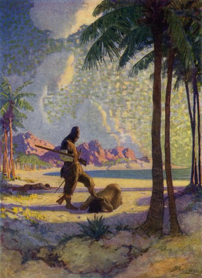 Illustration für Robinson Crusoe von Newell Convers (after) Wyeth