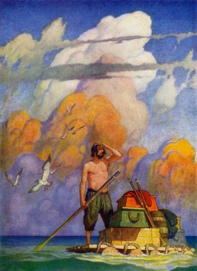Illustration für Robinson Crusoe von Newell Convers (after) Wyeth