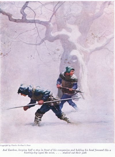 Und Lawless, der einen halben Schritt vor seinem Begleiter ging und den Kopf wie ein Jagdhund auf der Fährte nach vorne hielt, studierte seinen Weg von Newell Convers Wyeth