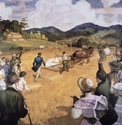 Cyrus H. McCormick (1809-84) und seine Erntemaschine im Jahr 1837 von Newell Convers Wyeth