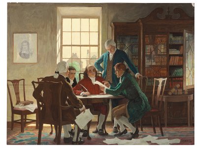 Entwurf der Unabhängigkeitserklärung im Jahr 1776 von Newell Convers Wyeth