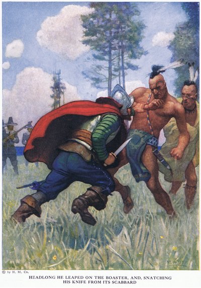 Kopfüber sprang er auf den Prahler und riss ihm das Messer aus der Scheide von Newell Convers Wyeth