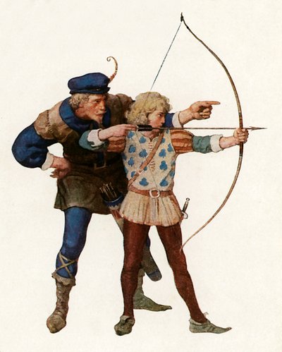 Robin Hood trainiert jungen Bogenschützen von Newell Convers Wyeth