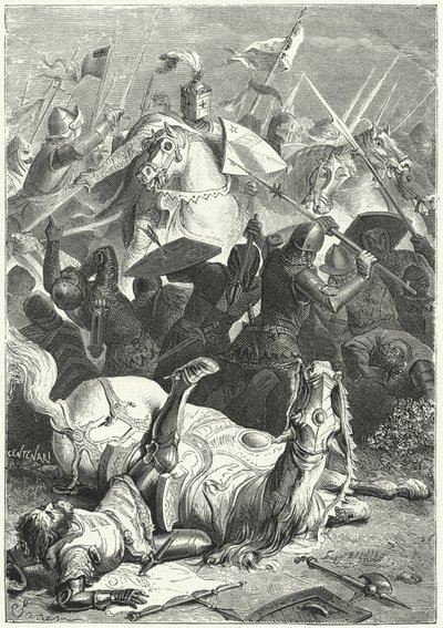 Gefangennahme des schwer verwundeten Markgrafen Ezzelino III. da Romano in der Schlacht von Torricella von Niccolo Sanesi