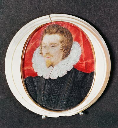 Porträt eines Herrn mit Bart und Halskrause, ca. 1590 von Nicholas Hilliard