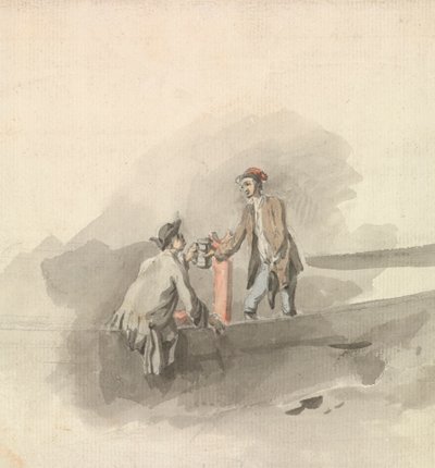 Zwei Männer in einem Boot stoßen mit Krügen an (?) von Nicholas Pocock