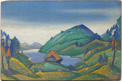 Dekor für Strawinskys Ballett "Le Sacre du Printemps" von Nicholas Roerich