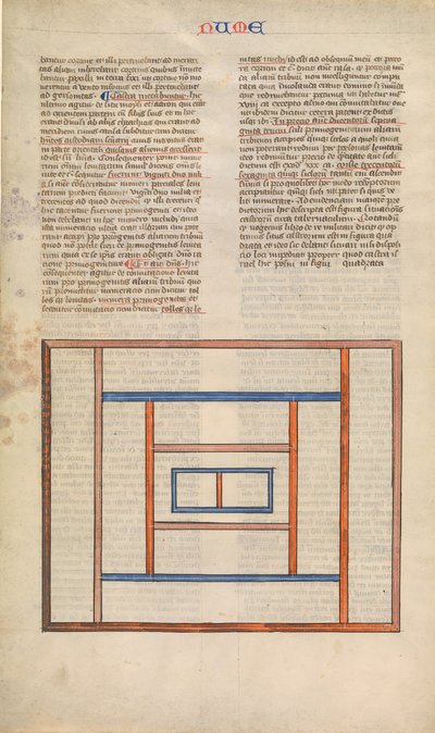 Anordnung der Levitenlager um die Stiftshütte, eine von sechs illustrierten..., ca. 1360-1380 von Nicholas of Lyra
