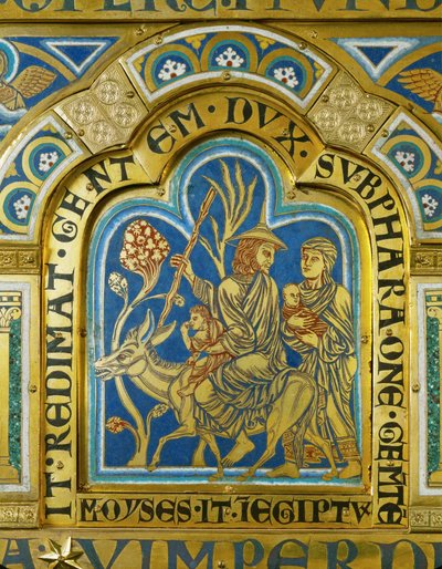 Moses kehrt mit seiner Frau Zippora und zwei Söhnen nach Ägypten zurück von Nicholas of Verdun