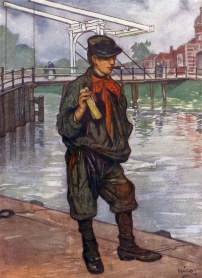 Ein Amsterdamer Straßenjunge mit Klappern von Nico Jungman