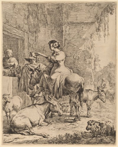 Die Rast vor dem Gasthaus von Nicolaes Berchem