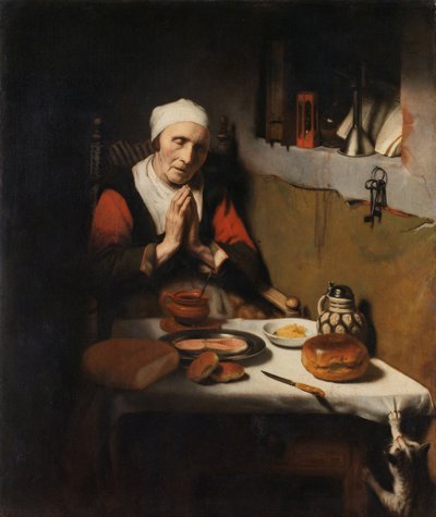 Alte Frau beim Gebet, bekannt als 