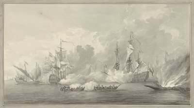 Seeschlacht, möglicherweise bei Kijkduin am 21. August 1673 von Nicolaes Muys