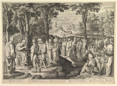 Johannes der Täufer predigt in der Wüste, ca. 1527-28 von Nicolaes de Bruyn