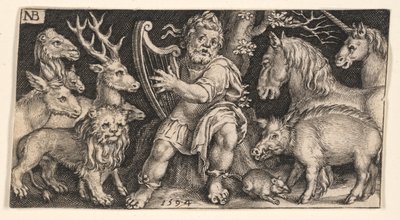 Orpheus aus Kämpfende Chimären und Szenen aus Äsops Fabeln von Nicolaes de Bruyn