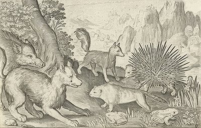 Wildschwein, Füchse, Biber, Stachelschwein und Frösche von Nicolaes de Bruyn