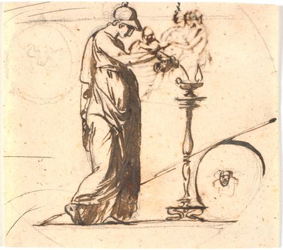 Athene gießt Öl in eine Lampe von Nicolai Abildgaard
