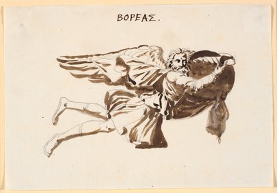 Boreas. Entwurf zum Relief am Turm der Winde in Pamphilus und Davus im Gespräch von Nicolai Abildgaard