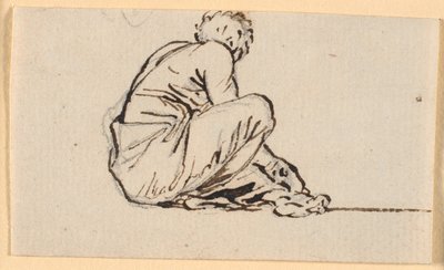 Ein Mann, der in der Hocke sitzt, von der Seite gesehen von Nicolai Abildgaard