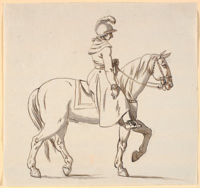 Karikatur eines Reiters (möglicherweise für die Statue von Christian V?) von Nicolai Abildgaard