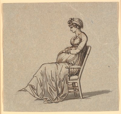 Profilbild der zweiten Frau des Künstlers, sitzend im Lehnstuhl, schwanger von Nicolai Abildgaard