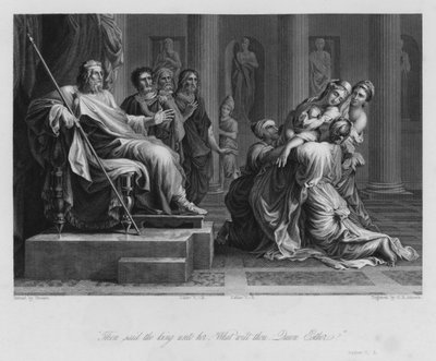 Esther vor Ahasverus, Esther V, 3 (Stich) von Nicolas (after) Poussin