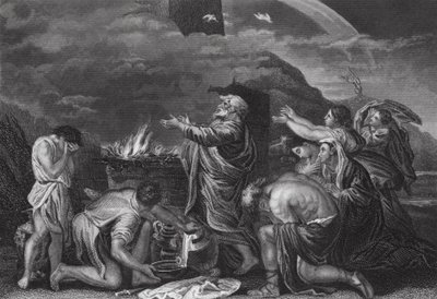 Noahs Opfer, Genesis, Kapitel 8, Vers 20 von Nicolas (after) Poussin