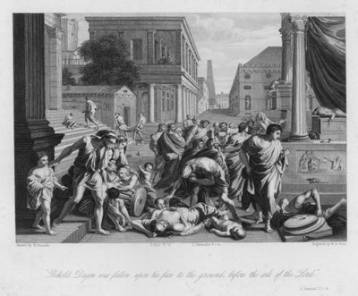 Der Fall von Dagon, I Samuel V, 4 von Nicolas (after) Poussin