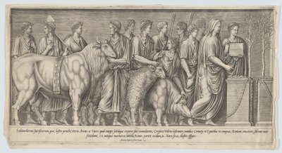 Heidnisches Opfer, nach einem antiken Basrelief, 1553 von Nicolas Beatrizet