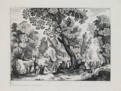 Eine bewaldete Landschaft mit der Predigt des Hl. Johannes des Täufers von Nicolas Cochin