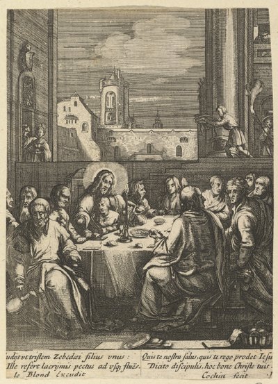 Das letzte Abendmahl, aus Die Passion Christi, Mitte des 17. Jahrhunderts von Nicolas Cochin