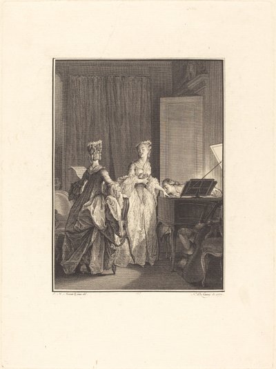 Il appliqua sur cette main un baiser que je sentis sur mon coeur von Nicolas Delaunay after Jean Michel Moreau
