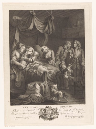 Frau mit Baby in einem Wochenbett, umgeben von anderen Figuren von Nicolas Joseph Voyez