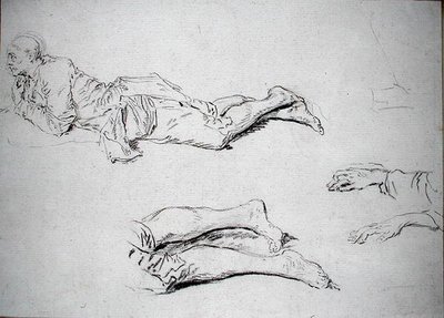Studie eines auf dem Boden liegenden Mannes von Nicolas Lancret