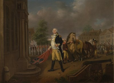 General Humphreys übergibt die in Yorktown erbeuteten Standarten an die Kongresshalle, Philadelphia von Nicolas Louis Albert Delerive
