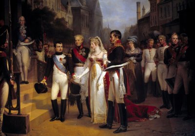 Kaiser Napoleon Bonaparte (1769-1821) empfängt Königin Luise von Preußen in Tilsit am 6. Juli 1807 von Nicolas Louis Francois Gosse