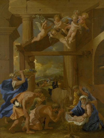 Die Anbetung der Hirten von Nicolas Poussin