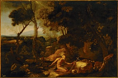 Landschaft mit dem Heiligen Hieronymus von Nicolas Poussin