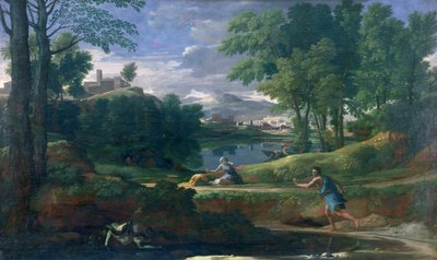 Landschaft mit einem von einer Schlange getöteten Mann, ca. 1648 von Nicolas Poussin